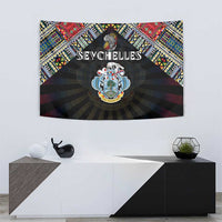 Seychelles Roots Tapestry African Map in Fingerprint and Tribal Colors