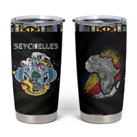 Seychelles Roots Tumbler Cup African Map in Fingerprint and Tribal Colors