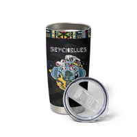 Seychelles Roots Tumbler Cup African Map in Fingerprint and Tribal Colors