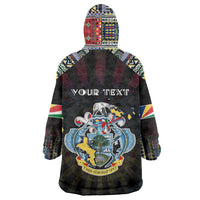 Personalized Seychelles Roots Wearable Blanket Hoodie African Map in Fingerprint and Tribal Colors