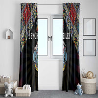 Seychelles Roots Window Curtain African Map in Fingerprint and Tribal Colors