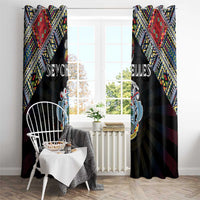 Seychelles Roots Window Curtain African Map in Fingerprint and Tribal Colors