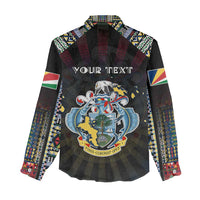 Personalized Seychelles Roots Women Casual Shirt African Map in Fingerprint and Tribal Colors