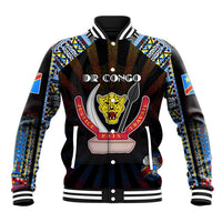 Personalized DR Congo Roots Baseball Jacket African Map in Fingerprint and Tribal Colors
