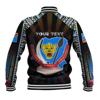 Personalized DR Congo Roots Baseball Jacket African Map in Fingerprint and Tribal Colors
