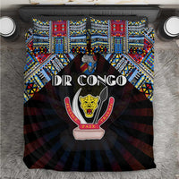 DR Congo Roots Bedding Set African Map in Fingerprint and Tribal Colors