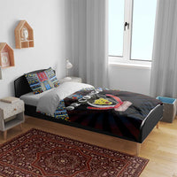 DR Congo Roots Bedding Set African Map in Fingerprint and Tribal Colors