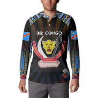 Personalized DR Congo Roots Button Sweatshirt African Map in Fingerprint and Tribal Colors