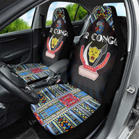 DR Congo Roots Car Seat Cover African Map in Fingerprint and Tribal Colors