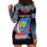 Personalized DR Congo Roots Hoodie Dress African Map in Fingerprint and Tribal Colors