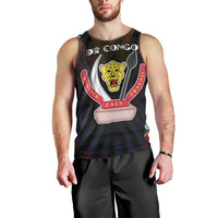 Personalized DR Congo Roots Men Tank Top African Map in Fingerprint and Tribal Colors