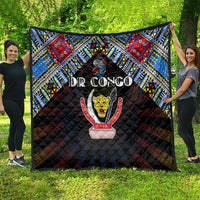 DR Congo Roots Quilt African Map in Fingerprint and Tribal Colors