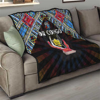 DR Congo Roots Quilt African Map in Fingerprint and Tribal Colors