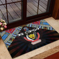 DR Congo Roots Rubber Doormat African Map in Fingerprint and Tribal Colors