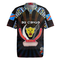 Personalized DR Congo Roots Rugby Jersey African Map in Fingerprint and Tribal Colors