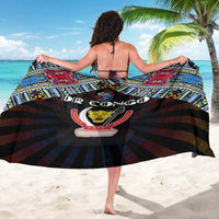 DR Congo Roots Sarong African Map in Fingerprint and Tribal Colors