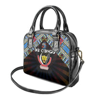 DR Congo Roots Shoulder Handbag African Map in Fingerprint and Tribal Colors
