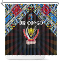 DR Congo Roots Shower Curtain African Map in Fingerprint and Tribal Colors