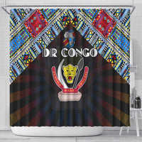 DR Congo Roots Shower Curtain African Map in Fingerprint and Tribal Colors