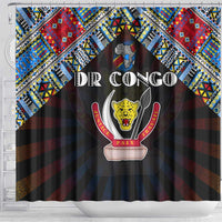 DR Congo Roots Shower Curtain African Map in Fingerprint and Tribal Colors