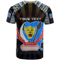 Personalized DR Congo Roots T Shirt African Map in Fingerprint and Tribal Colors