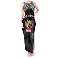 Personalized DR Congo Roots Tank Maxi Dress African Map in Fingerprint and Tribal Colors
