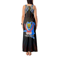 Personalized DR Congo Roots Tank Maxi Dress African Map in Fingerprint and Tribal Colors