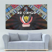 DR Congo Roots Tapestry African Map in Fingerprint and Tribal Colors