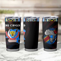 DR Congo Roots Tumbler Cup African Map in Fingerprint and Tribal Colors
