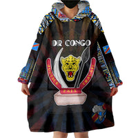 Personalized DR Congo Roots Wearable Blanket Hoodie African Map in Fingerprint and Tribal Colors