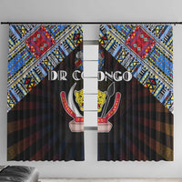 DR Congo Roots Window Curtain African Map in Fingerprint and Tribal Colors