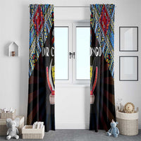 DR Congo Roots Window Curtain African Map in Fingerprint and Tribal Colors