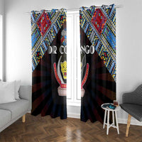 DR Congo Roots Window Curtain African Map in Fingerprint and Tribal Colors