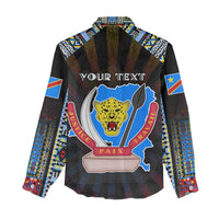 Personalized DR Congo Roots Women Casual Shirt African Map in Fingerprint and Tribal Colors