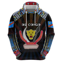 Personalized DR Congo Roots Zip Hoodie African Map in Fingerprint and Tribal Colors