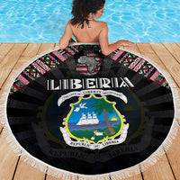 Liberia Roots Beach Blanket African Map in Fingerprint and Tribal Colors