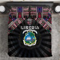 Liberia Roots Bedding Set African Map in Fingerprint and Tribal Colors