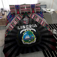 Liberia Roots Bedding Set African Map in Fingerprint and Tribal Colors