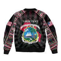 Personalized Liberia Roots Bomber Jacket African Map in Fingerprint and Tribal Colors