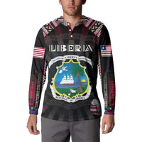Personalized Liberia Roots Button Sweatshirt African Map in Fingerprint and Tribal Colors