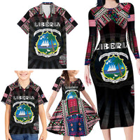 Personalized Liberia Roots Family Matching Long Sleeve Bodycon Dress and Hawaiian Shirt African Map in Fingerprint and Tribal Colors