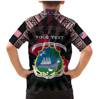 Personalized Liberia Roots Family Matching Mermaid Dress and Hawaiian Shirt African Map in Fingerprint and Tribal Colors