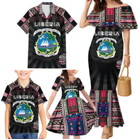 Personalized Liberia Roots Family Matching Mermaid Dress and Hawaiian Shirt African Map in Fingerprint and Tribal Colors