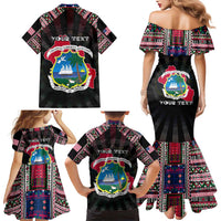 Personalized Liberia Roots Family Matching Mermaid Dress and Hawaiian Shirt African Map in Fingerprint and Tribal Colors