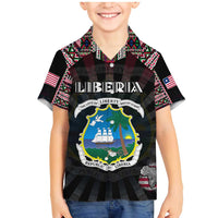 Personalized Liberia Roots Family Matching Mermaid Dress and Hawaiian Shirt African Map in Fingerprint and Tribal Colors