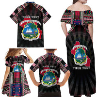 Personalized Liberia Roots Family Matching Off Shoulder Maxi Dress and Hawaiian Shirt African Map in Fingerprint and Tribal Colors