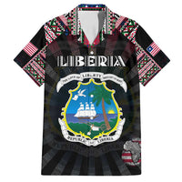 Personalized Liberia Roots Family Matching Puletasi and Hawaiian Shirt African Map in Fingerprint and Tribal Colors