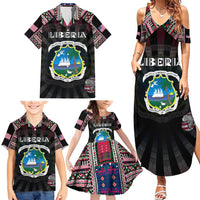 Personalized Liberia Roots Family Matching Summer Maxi Dress and Hawaiian Shirt African Map in Fingerprint and Tribal Colors