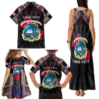 Personalized Liberia Roots Family Matching Tank Maxi Dress and Hawaiian Shirt African Map in Fingerprint and Tribal Colors