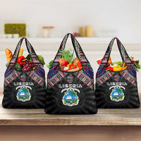 Liberia Roots Grocery Bag African Map in Fingerprint and Tribal Colors